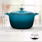 ROSSALLINI Signature Enameled Cast Iron Dutch Oven, Non-Stick Serving Pot - Image 5