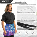 Server Apron with 3 Pockets, Waterproof Oil Waitress Waiter Half Apron - Image 6