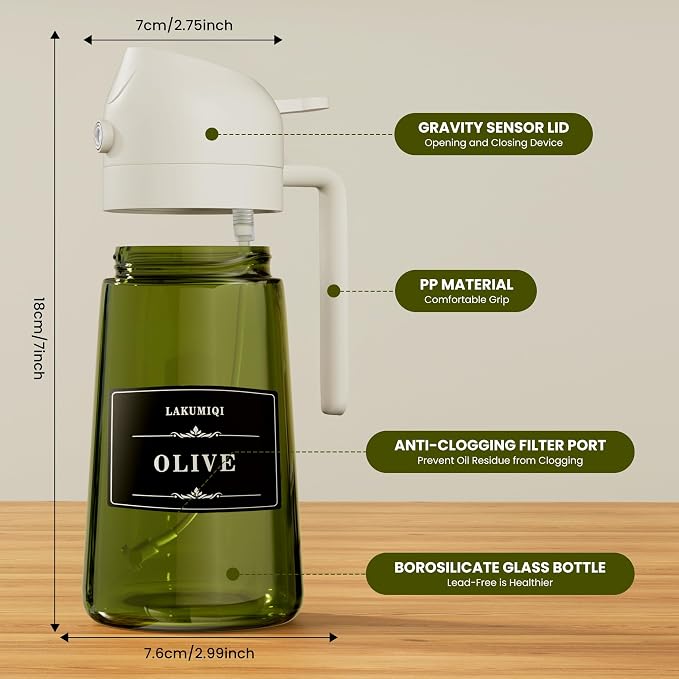 LAKUMIQI 2 in 1 Oil Sprayer for Cooking, 16oz Olive Oil Dispenser Bottle for - Image 7