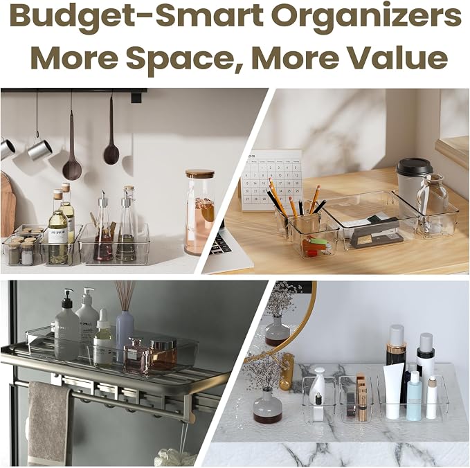 27 PCS Clear Plastic Drawer Organizer Set, 4 Sizes Acrylic Drawer Storage Trays - Image 9