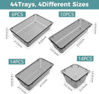 WOWBOX 44 PCS Clear Plastic Drawer Organizer Set, 4 Varied Size storage Bins - Image 3