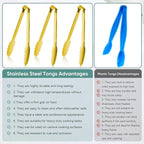 Buffet Tongs 7'' Inches Serving Tongs Heavy Duty Stainless steel Kitchen and - Image 3