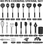 40 Pcs Kitchen Utensils Set Silicone Cooking, 446℉ Heat Resistance Stainless - Image 7