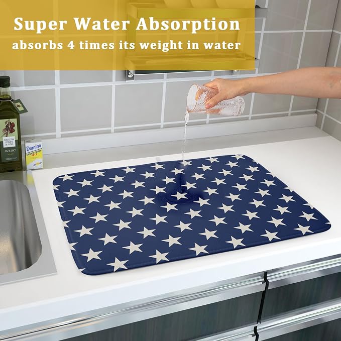 Patriotic July of 4th Blue Star Dish Drying Mat - Image 7