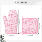 Pink Cute Ribbon Bow Silicone Oven Mitts Pan Mats Set of 2, Heat Resistant - Image 3