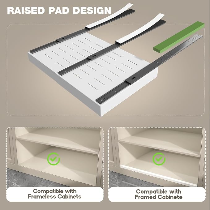 Seinloes 2 Pack Pull Out Cabinet Organizer 19" Deep, Full Extension 3 Slide - Image 2