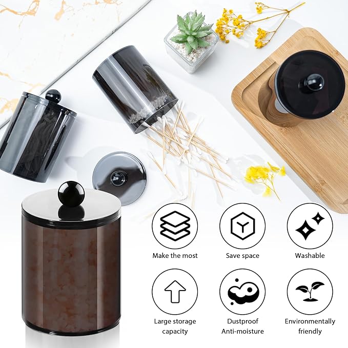 XIPENGKEJI 6 Pack Qtip Holder, Canister Apothecary Jar Set, Bathroom Jars - Image 3
