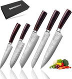 Professional Kitchen Knife Set, 5-Piece High Carbon German Stainless Steel Chef by SANDEWILY