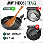 Bkiok Wooden Spoons for Cooking, Natural Teak Wood Kitchen Utensils Set for - Image 5