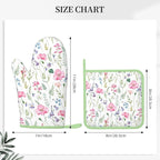 Pink Floral Silicone Oven Mitts Pan Mats Set of 2, Heat Resistant Gloves - Image 3