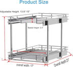 DINDON 2 Tier Pull Out Cabinet Organizer, Double Tier Wire Basket Slide Out - Image 3