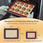 HOTEC Silicone Baking Mats 3 Pack – Non-Stick Reusable Silicone Baking Sheets - Image 3