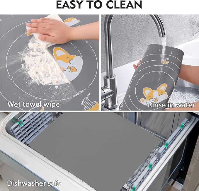 Ourokhome Silicone Baking Mat Sheet and Pastry Dough Cutter, 0.5 Inch Thick 32" - Image 5