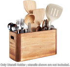 12" Wooden Kitchen Utensil Holder, Extra Large Acacia Wood Organizer - Image 6