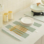 Boho Sage Green Dish Drying Mat 18 x 24 inch Modern Geometry Polka Dot Striped - Image 4