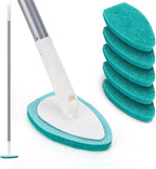 Shower Scrubber with Long Handle, Bathroom Tub and Tile Cleaning Tool with 6 by KeFanta