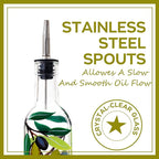 17oz Hand Painted Glass Olive Oil Bottle Dispenser - 500ml Green Oil & Vinegar - Image 5