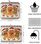 Christmas Dish Drying Mat Gingerbread Man Candy Cane Xmas Tree Drying Mats - Image 2