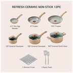 T-Fal Refresh Ceramic Nonstick Cookware Set, Oven Safe to 350°F, Includes - Image 2