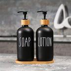 MOMEEMO Black Soap Dispenser Bathroom Set, Hand Soap and Lotion Set Suitable - Image 2