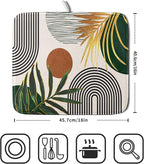 Boho Leaves Dish Drying Mat 16x18 inch Mid Century Absorbent Drainer Rack Mats - Image 2