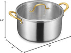 BEZIA 12 Quart 3-Ply Stainless Steel Stockpot, Soup Pot - Image 8