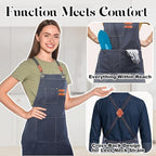 Plus Size Kitchen Apron for Men Women, Cross Back Cotton Canvas Chef Apron - Image 3