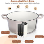 E-far 6 Quart Enameled Cast Iron Dutch Oven, Round Dutch Oven Pot - Image 3