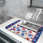 4th of July Dish Drying Mats for Kitchen Counter Patriotic Star Microfiber - Image 5