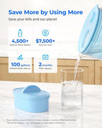Waterdrop PT-09B-A 10-Cup Large Glass Alkaline Water Filter Pitcher, - Image 6