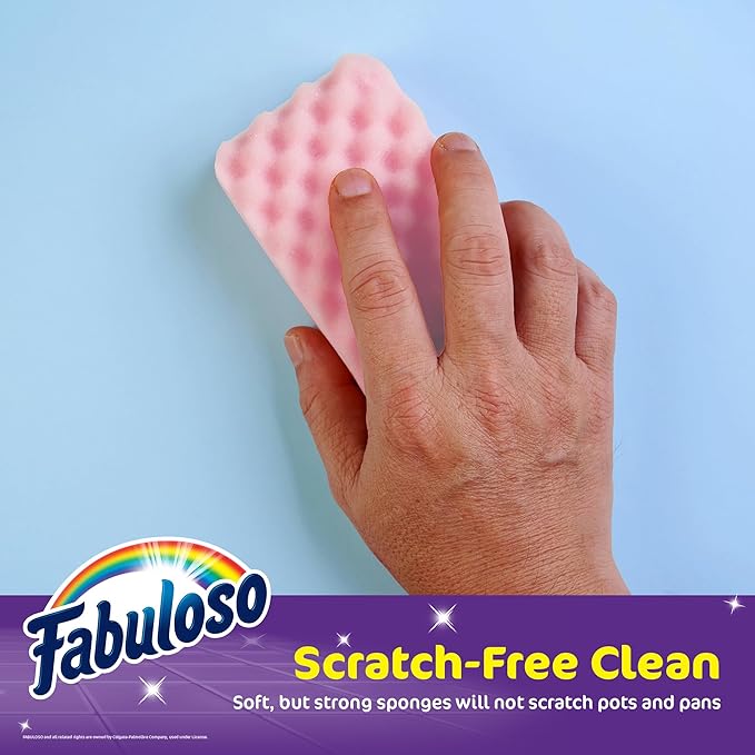 Fabuloso Scratch-Free Kitchen Dish Sponges, Counters and Sinks, Tough on Messes - Image 4