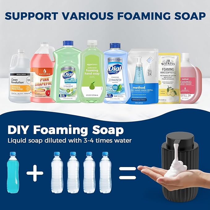Ceramic Foaming Hand Soap Dispenser 2Pack，12 oz Bathroom Soap Dispensers， - Image 5