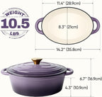 Oval Dutch Oven for Bread Baking, 4.5 Quart Non Stick Enameled Cast Iron Dutch - Image 3