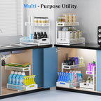 Petiza Metal Under Sink Organizer, Pull Out Cabinet Organizer Rack - Image 8
