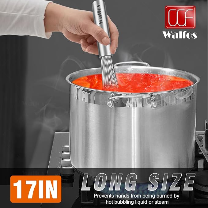 Walfos Whisk, 17in Large Whisks, Heavy Duty Stainless Steel Wire Whisk Ideal - Image 5