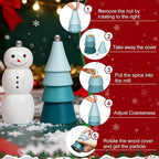Christmas Salt and Pepper Grinder Set, Snowman & Tree Refillable Salt and - Image 4
