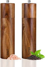 XWXO 2 Pack Acacia Wooden Salt and Pepper Grinder Set 8 Inches Refillable Salt by XWXO