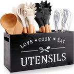 Black Farmhouse Utensil Holder for Kitchen Counter Extra Large Cooking Utensil by Renawe