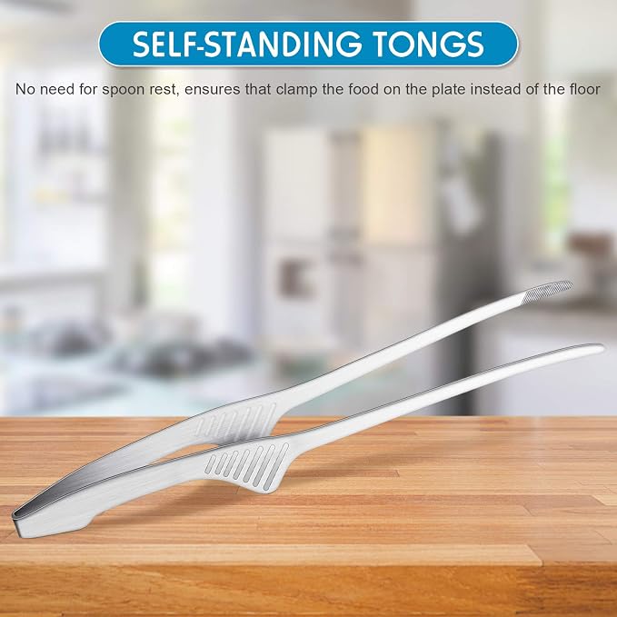 Patelai 2 Pieces Korean and Japanese BBQ Tongs Non Slip Cooking Utensils - Image 3