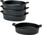 Oval Au Gratin Baking Dishes Set of 4 9" x 5" 19 oz matte black Ceramic Oven by Unknown