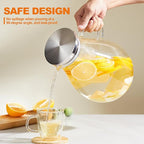 1 Gallon Glass Pitcher with Lid and Handle, Hot & Cold Water Jug, Extra-Wide - Image 7