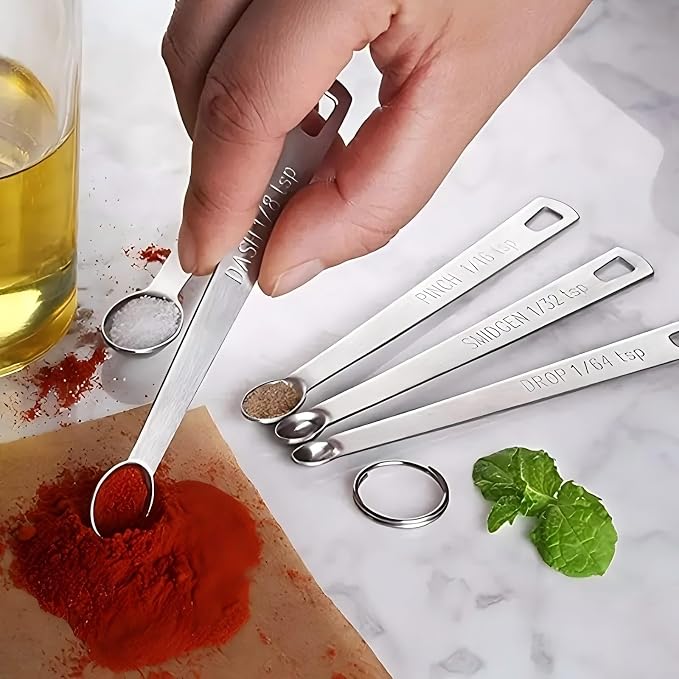 Stainless Steel Measuring Spoons Set of 11, Includes 6 Rectangular Measuring - Image 6