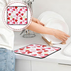 Breling Valentine's Day Dish Drying Mat Valentine Kitchen Dry Mat Absorbent - Image 4