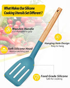 Pack of 4 Silicone Cooking Utensils Set, Non Stick Solid Spatulas and Heat - Image 2