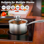 P&P CHEF 1 & 2 Quarts Tri-Ply Stockpot and Saucepan, Stainless Steel Sauce Pan - Image 5