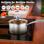 P&P CHEF 3 Quarts Tri-Ply Stockpot and Saucepan, Stainless Steel Sauce Pan - Image 5