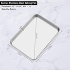Baking Sheets 2 Pieces, Bastwe Stainless Steel Baking Pan Tray Cookie Sheet - Image 5