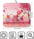 Pink Heart Valentine's Day Gnomes Dish Drying Mat - Image 2