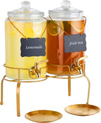 Drink Dispensers for Parties, 2 Pack 1 Gallon Beverage Dispenser by Quald
