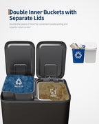 GarveeHome 2 x 8 gal Stainless Steel Double Trash Can - Image 4